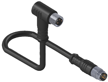 ERCONTEC ERF8-FAMS3C-02BPUR M08, 3 pin, dişi 90°-erkek düz konnektörlü, 2m pur kablo