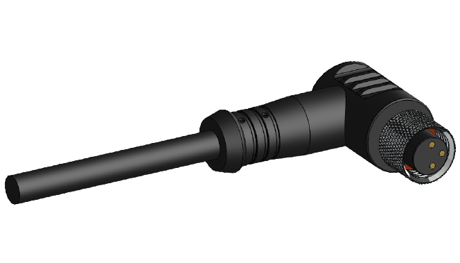 ERCONTEC ERF8-FA3C-02BPUR M8, Açılı, 3 Pinli, Standart, 2 metre Siyah PUR Kablo