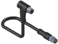 ERCONTEC ERF8-FAMS3C-01BPVC M08, 3 pin, dişi 90°-erkek düz konnektörlü, 1m pvc kablo