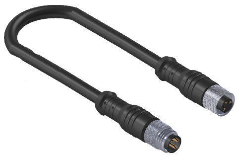 ERCONTEC ERF8-MSFS3C-02BPVC M08, 3 pin, dişi düz-erkek düz konnektörlü, 2m pvc kablo