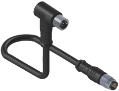 ERCONTEC ERF8-FAMS4C-05BPVC M08, 4 pin, dişi 90°-erkek düz konnektörlü, 5m pvc kablo