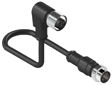 ERCONTEC ERF12-FAMS4C-10BPVC M12, 4 pin, dişi 90°-erkek düz konnektörlü, 10m pvc kablo