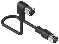 ERCONTEC ERF12-FAMS5C-03BPVC M12, 5 pin, dişi 90°-erkek düz konnektörlü, 3m pvc kablo