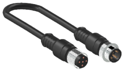 ERCONTEC ERF12-MSFS5C-03BPVC M12, 5 pin, dişi düz-erkek düz konnektörlü, 3m pvc kablo