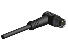 ERCONTEC ERF12-FA4C-15BPVC M12, Açılı, 4 Pinli, Standart, 15 metre Siyah PVC Kablo