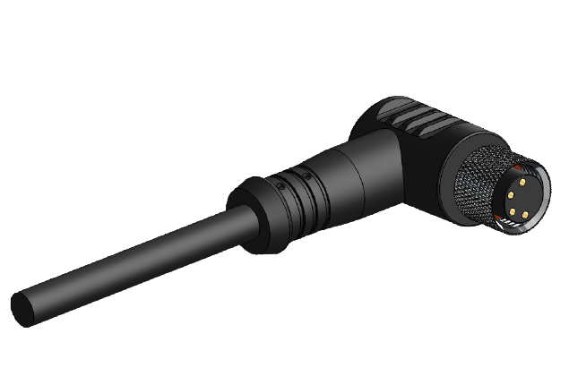ERCONTEC ERF12-FA4C-10BPUR M12, Açılı, 4 Pinli, Standart, 10 metre Siyah PUR Kablo